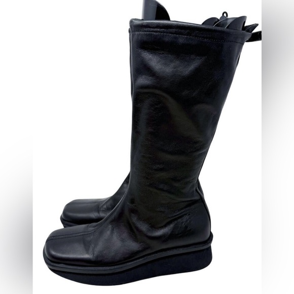 Vintage Y2K Nine West Black Leather Square Toe Platform Boots Women's Size 8 - Picture 3 of 9